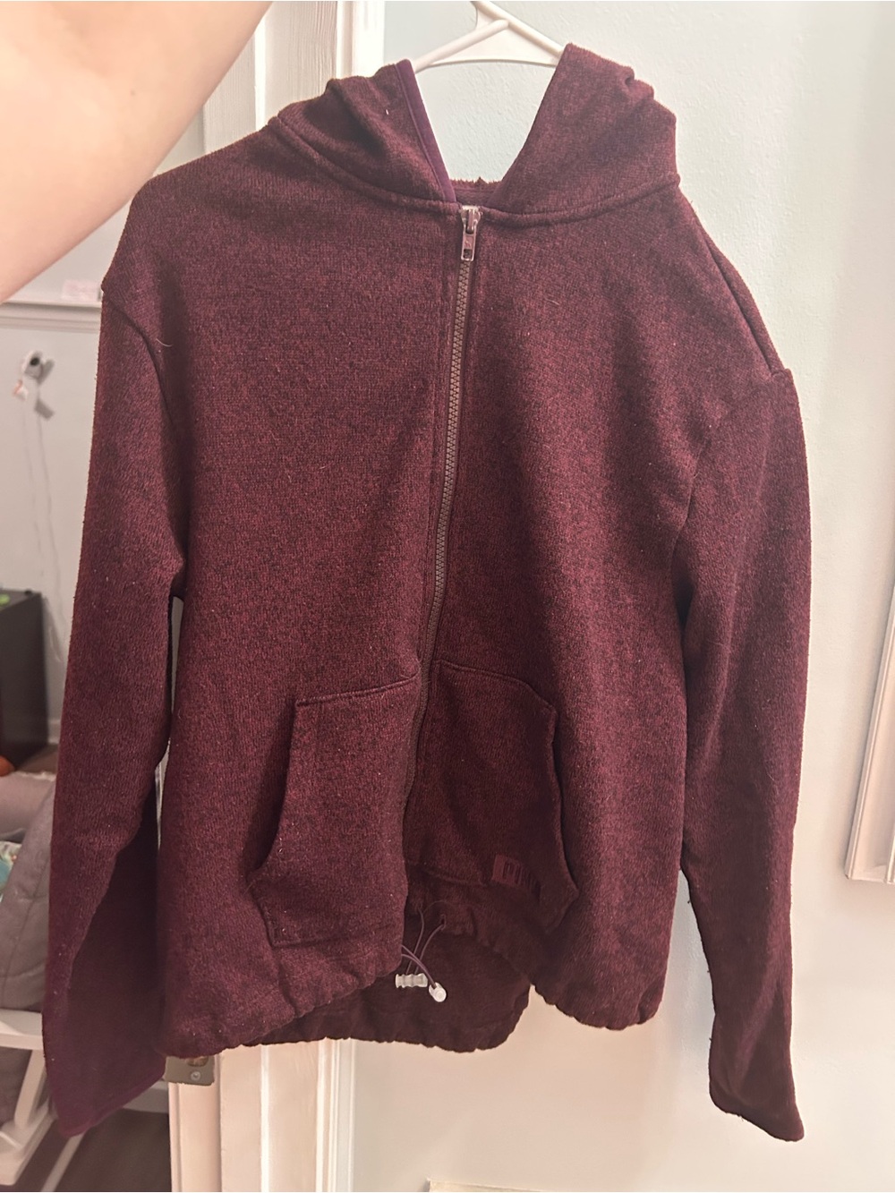 PINK VS Zip-Up Hoodie Jacket in Deep Burgundy